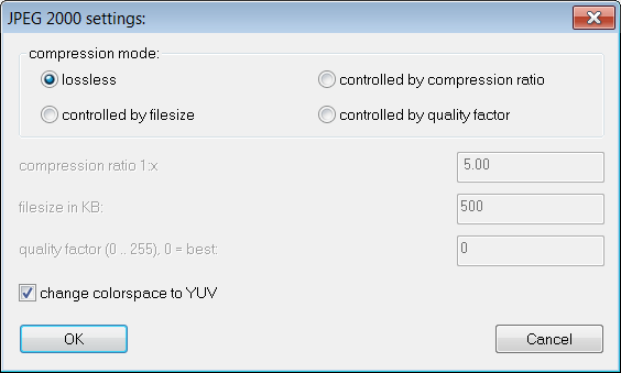 JPEG2000 Settings
