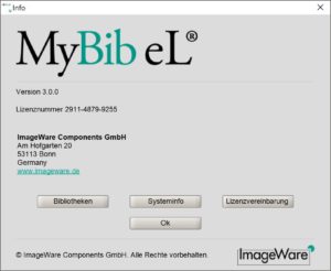 Admin - Dialogfenster „Info“ 
